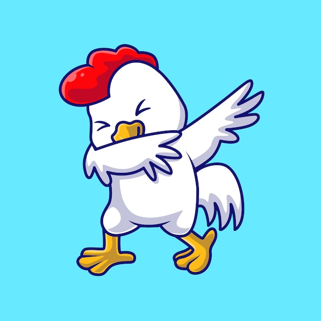 Carino pollo tamponando posa fumetto icona vettore illustrazione. animale natura icona concetto isolato piatto