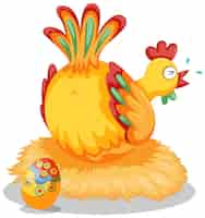 Free vector cute chicken laying eggs