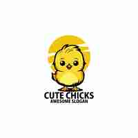 Free vector cute chicks logo design colorful mascot