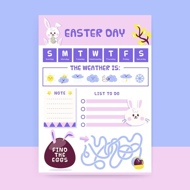 Cute child-like easter planner