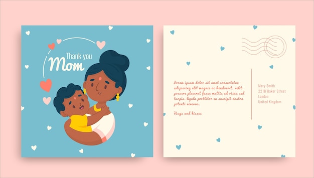 Cute child-like mother's day postcard