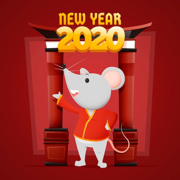 Cute chinese new year in flat design