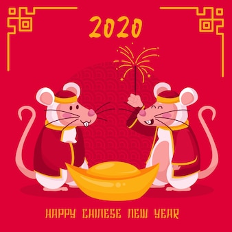 Cute chinese new year in flat design