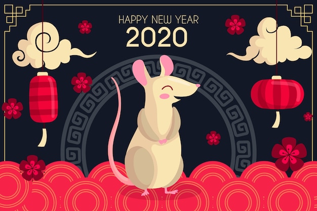 Cute chinese new year in flat design