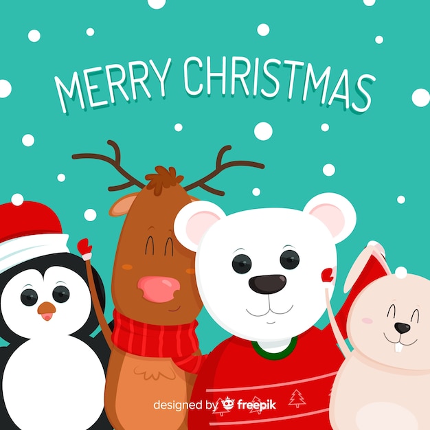 Cute christmas animales background