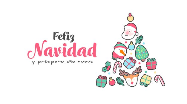 Cute Christmas banner with handdrawn christmas elements