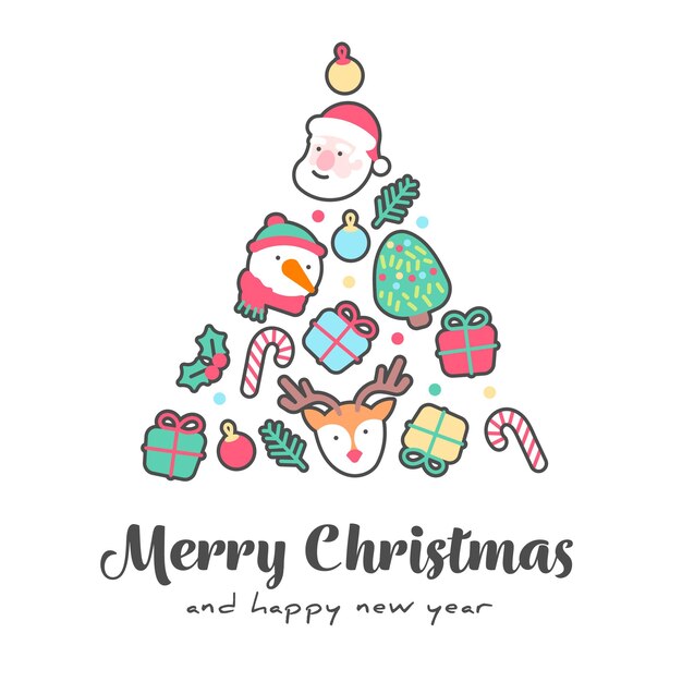 Cute Christmas banner with handdrawn christmas elements