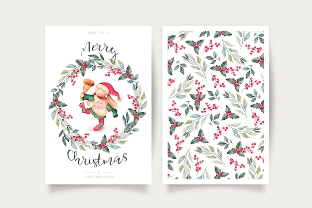 Cute Christmas Card Template with Lovely Character