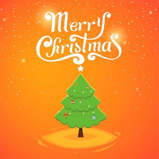 Free vector cute christmas card with tree