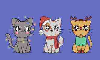 Free vector cute christmas cats collection