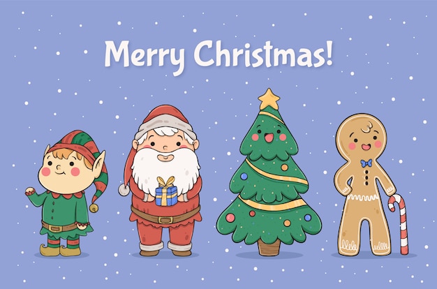 Cute christmas characters collection