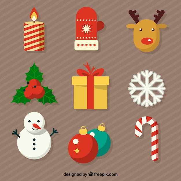 Free vector cute christmas elements collection