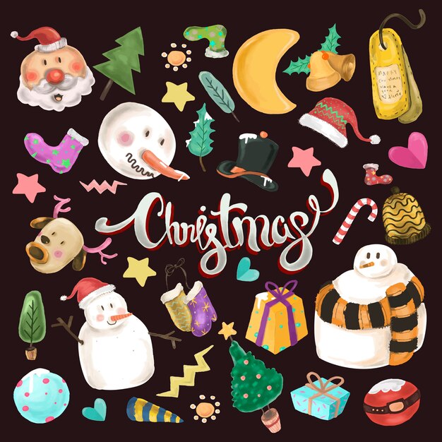 Cute Christmas elements set