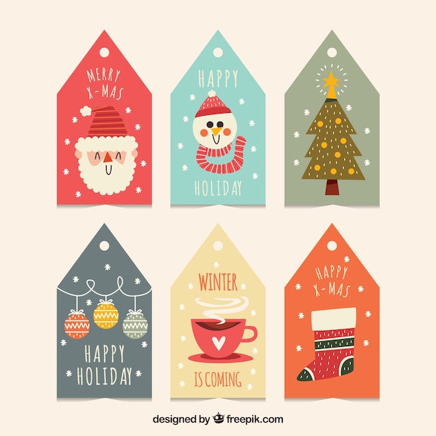 Free vector cute christmas labels set