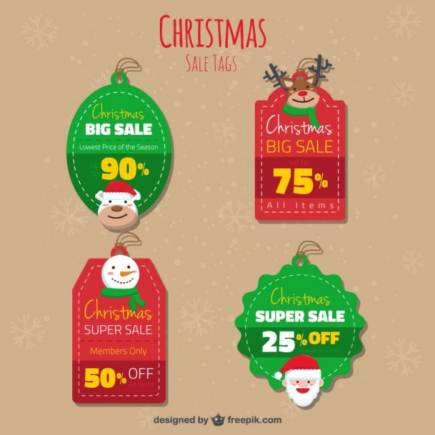 Cute christmas sale tags pack