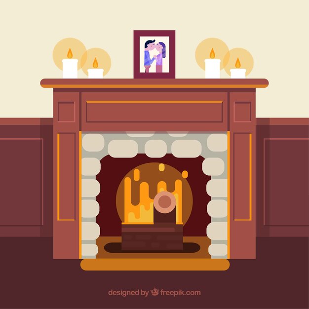 かわいいクリスマスシーンの背景と暖炉