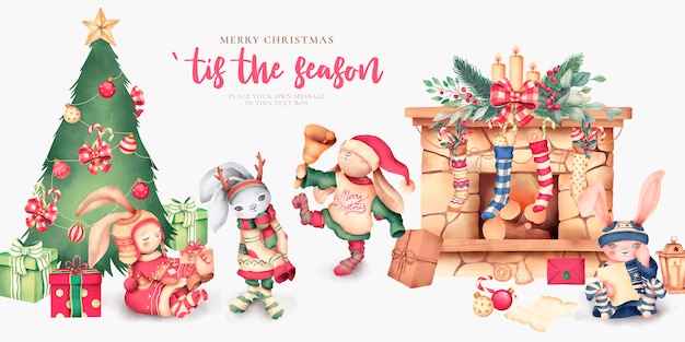 Cute Christmas Scene with Lovely Characters