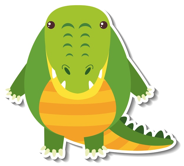 Free vector a cute chubby crocodile cartoon animal sticker