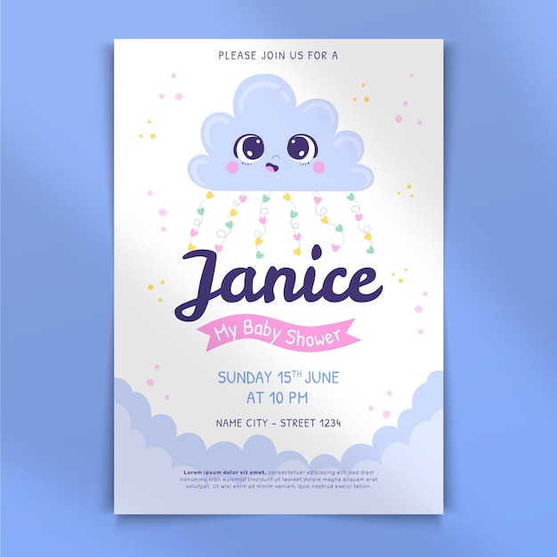 Free vector cute chuva de amor baby shower invitation