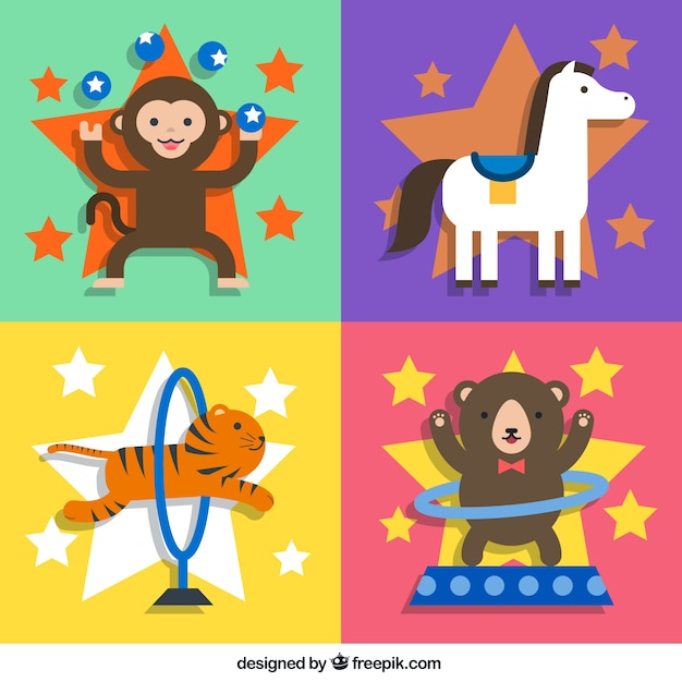 Free vector cute circus animals