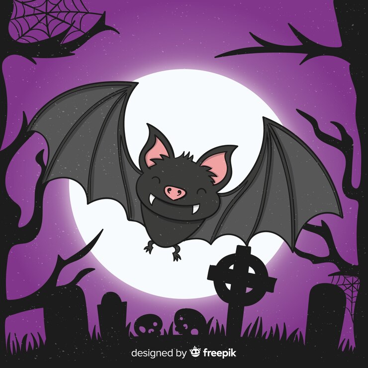 Free Vector cute close-up smiley halloween bat