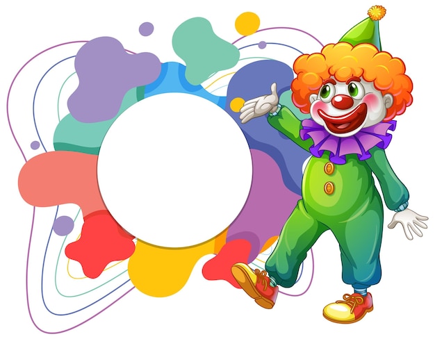 Cute clown with blank colouful frame banner