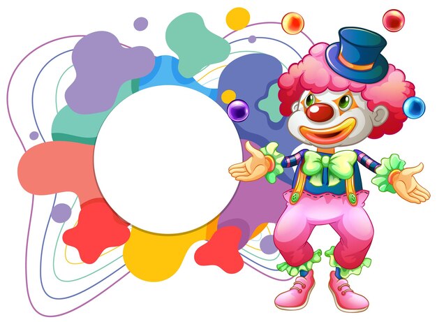 Cute clown with blank colouful frame banner