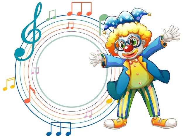 Cute clown with blank music note template