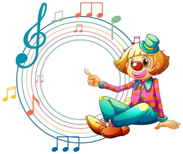 Cute clown with blank music note template