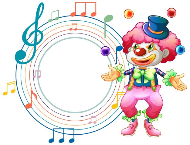 Cute clown with blank music note template