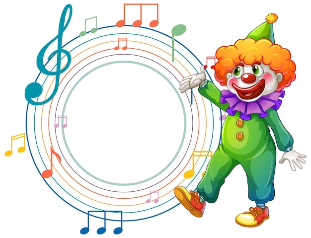 Free vector cute clown with blank music note template