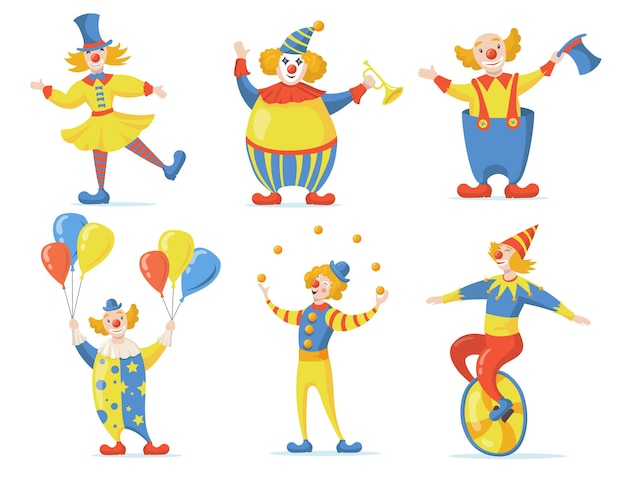 Free vector cute clowns set