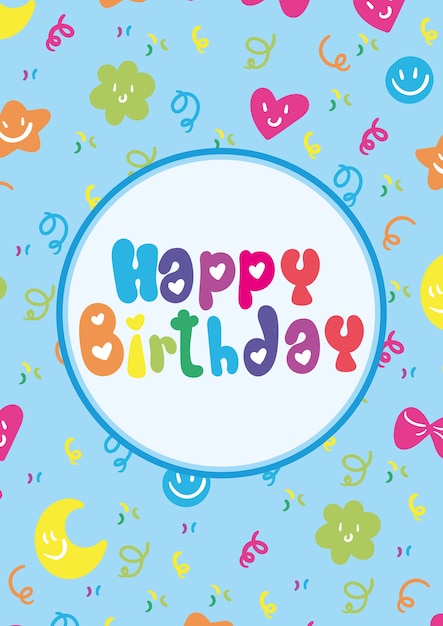 Free vector cute cmyk birthday card