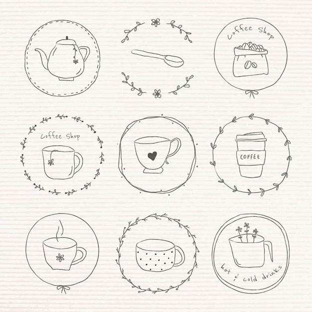 Cute coffee doodle journal sticker set