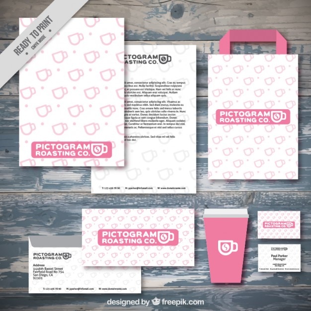 Free vector cute coffee shop stationery