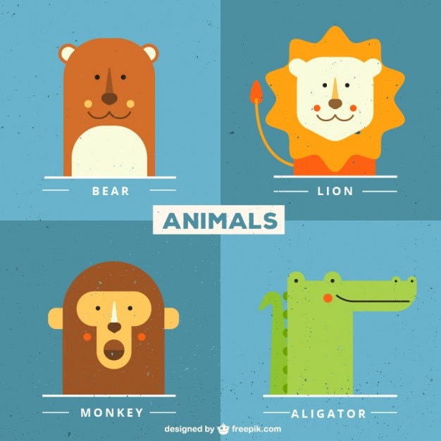 Free vector cute collection of animal faces