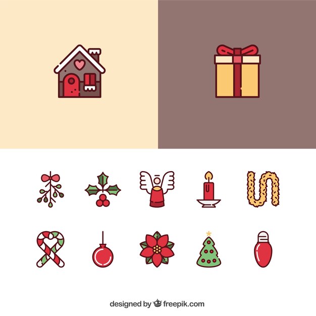 Симпатичные коллекция рождественские иконки