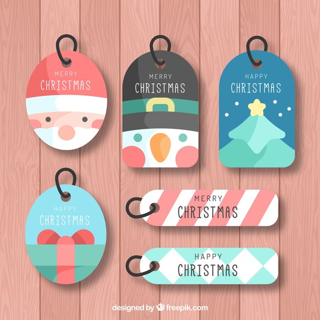 Free vector cute collection of christmas labels