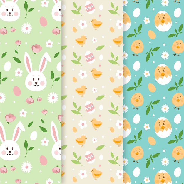 Cute collection of easter seamless patterns