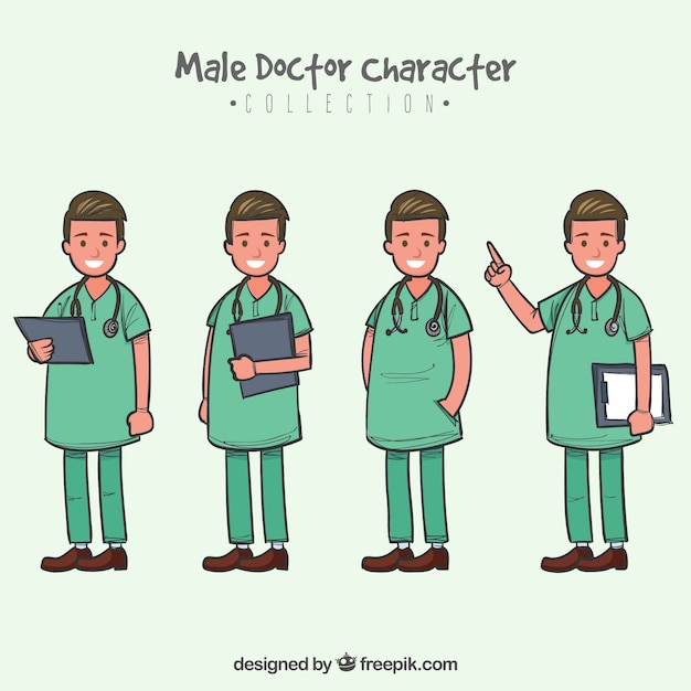 Free vector cute collection of smiley doctor