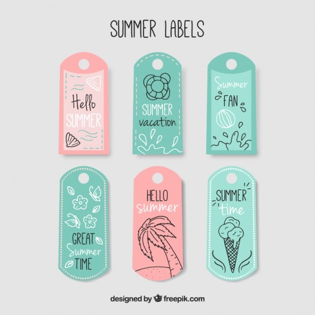 Free vector cute collection of summer label