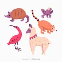 Free vector cute collection with exotic animals