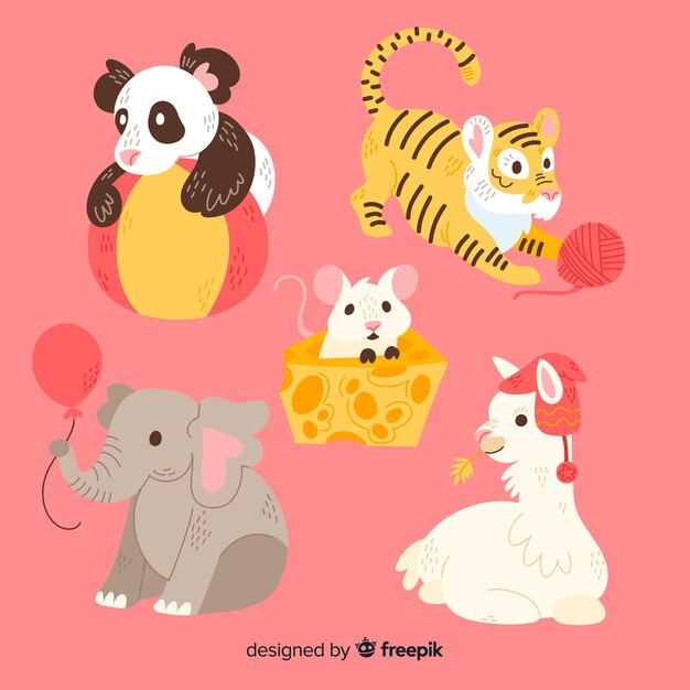 Cute collection with wild animals