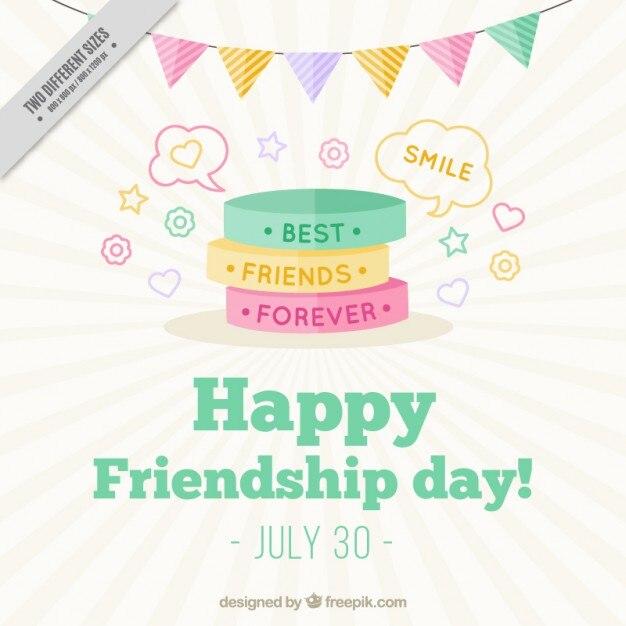 Free vector cute colored bracelets background of friendship day