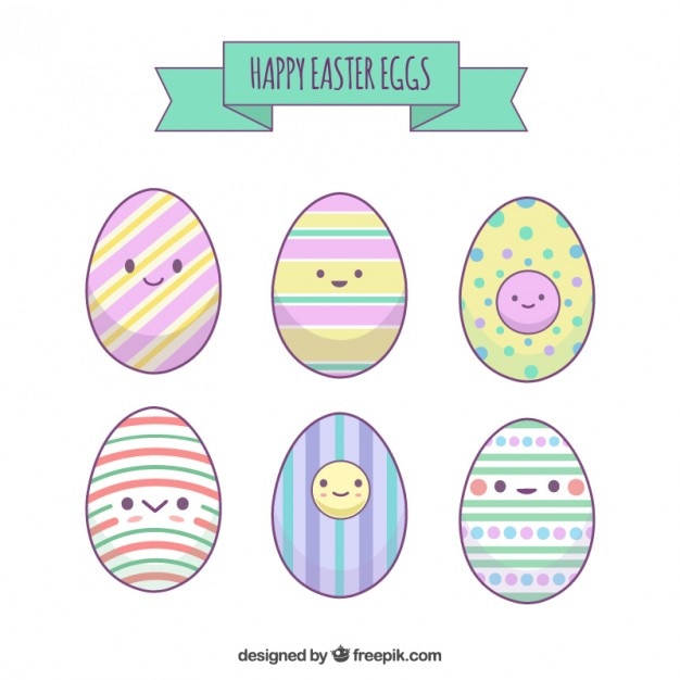 Free vector cute colored easter eggs set