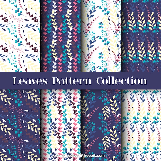 Free vector cute colored leaves patterns set