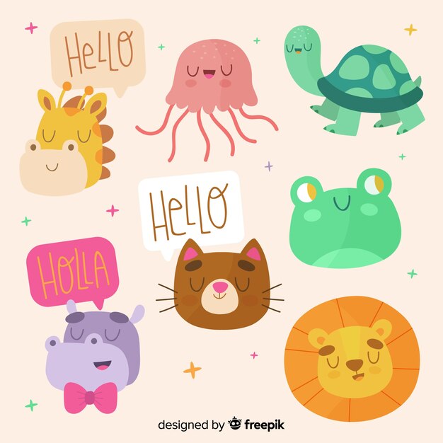 Cute colorful animal collection 