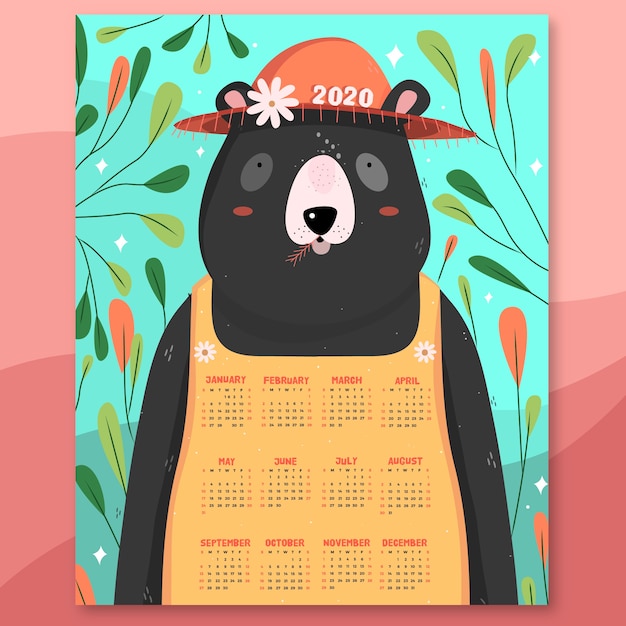 Free vector cute colorful calendar template