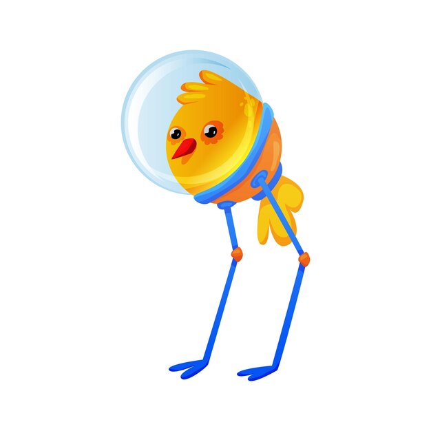 Cute colorful chicken alien in spacesuit cartoon