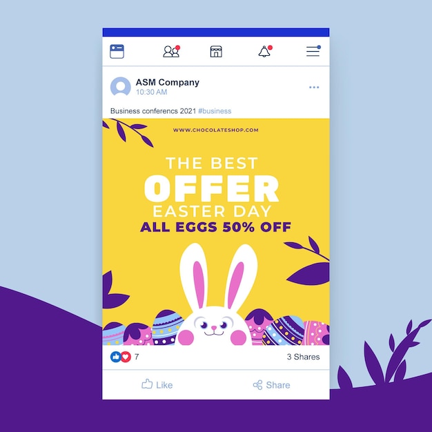 Vettore gratuito post carino colorato pasqua facebook